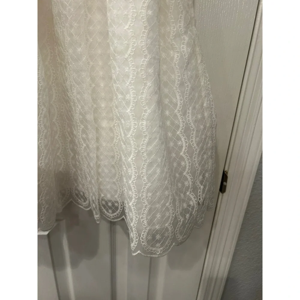 Janie & Jack‎ Lace Special Occasion Dress White Sleeveless Tiered Scalloped Hem